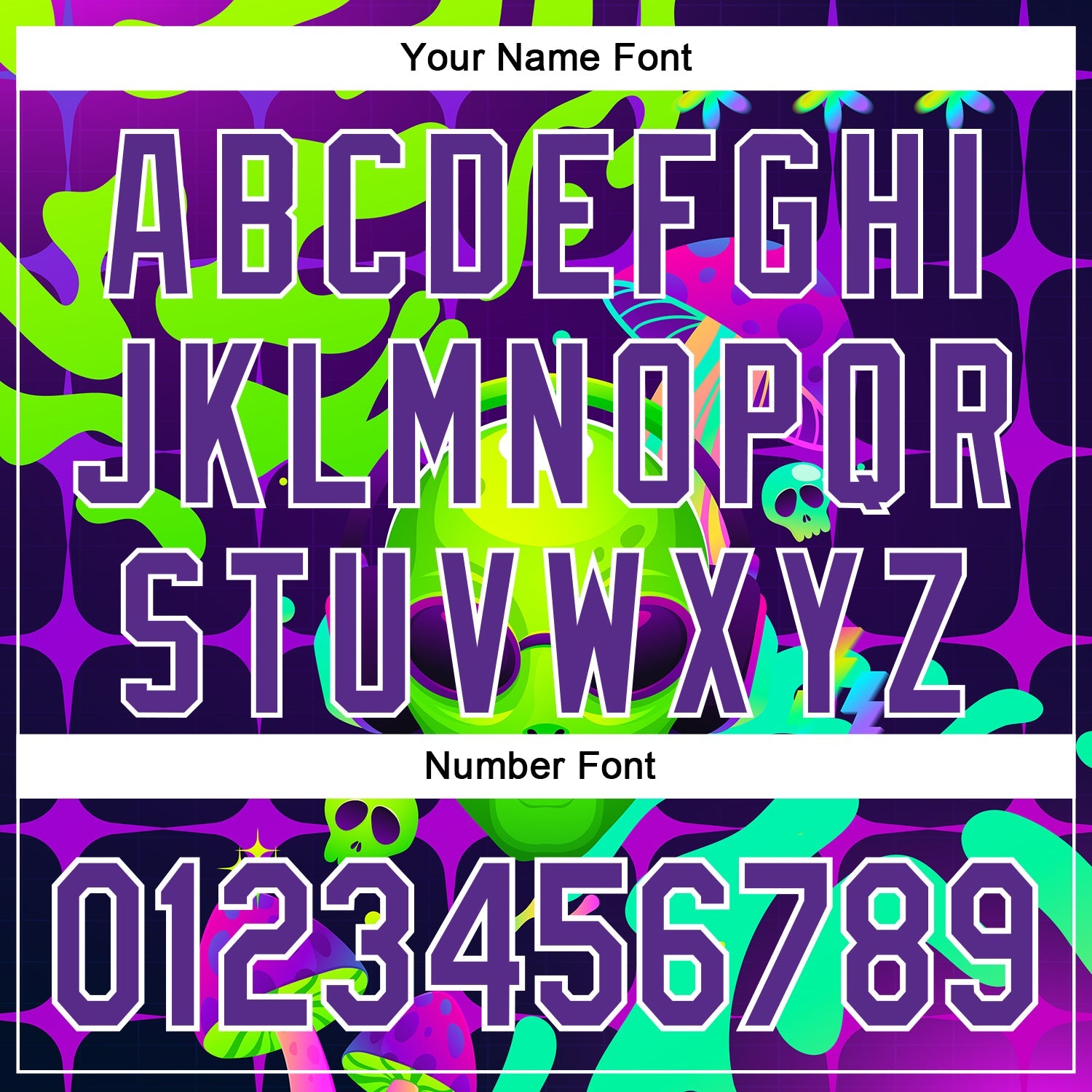 Custom Black Purple-White 3D Pattern Design Trippy Skull Alien Authentic Baseball Jersey - Sky-Custom