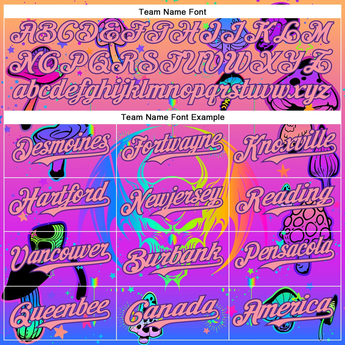 Custom Pink Medium Pink-Purple 3D Pattern Design Trippy Magic Mushrooms Dragon Authentic Baseball Jersey - Sky-Custom
