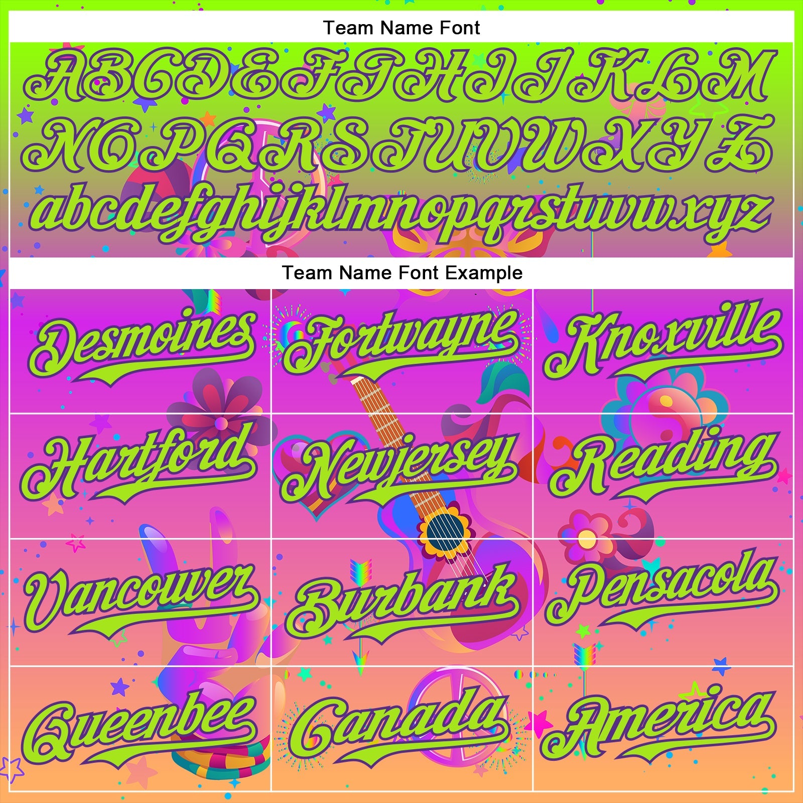 Custom Purple Neon Green 3D Pattern Design Trippy Peace And love Hippie Authentic Baseball Jersey - Sky-Custom
