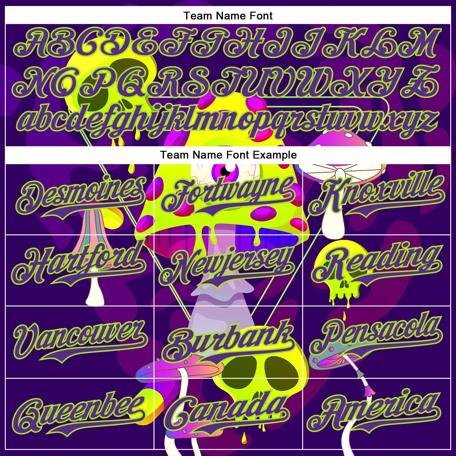 Custom Black Purple-Neon Green 3D Pattern Design Trippy Magic Mushrooms Skull Authentic Baseball Jersey - Sky-Custom
