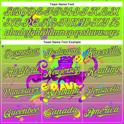 Custom Green Neon Green-Purple 3D Pattern Design Trippy Psychedelic Octopus Authentic Baseball Jersey - Sky-Custom