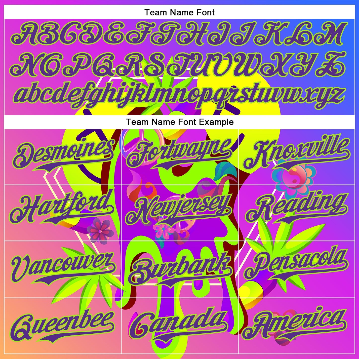 Custom Purple Neon Green 3D Pattern Design Trippy Psychedelic Peace Sign Authentic Baseball Jersey - Sky-Custom