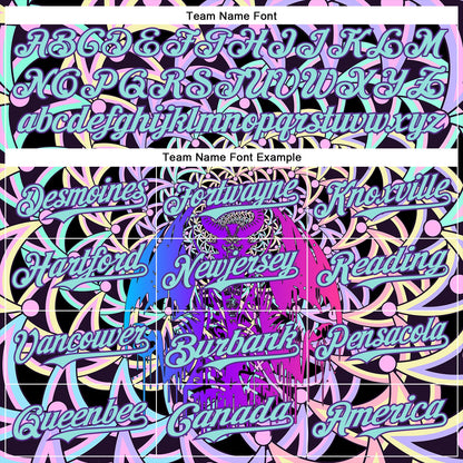 Custom Purple Ice Blue 3D Pattern Design Trippy Magic Mushrooms Devil Authentic Baseball Jersey - Sky-Custom