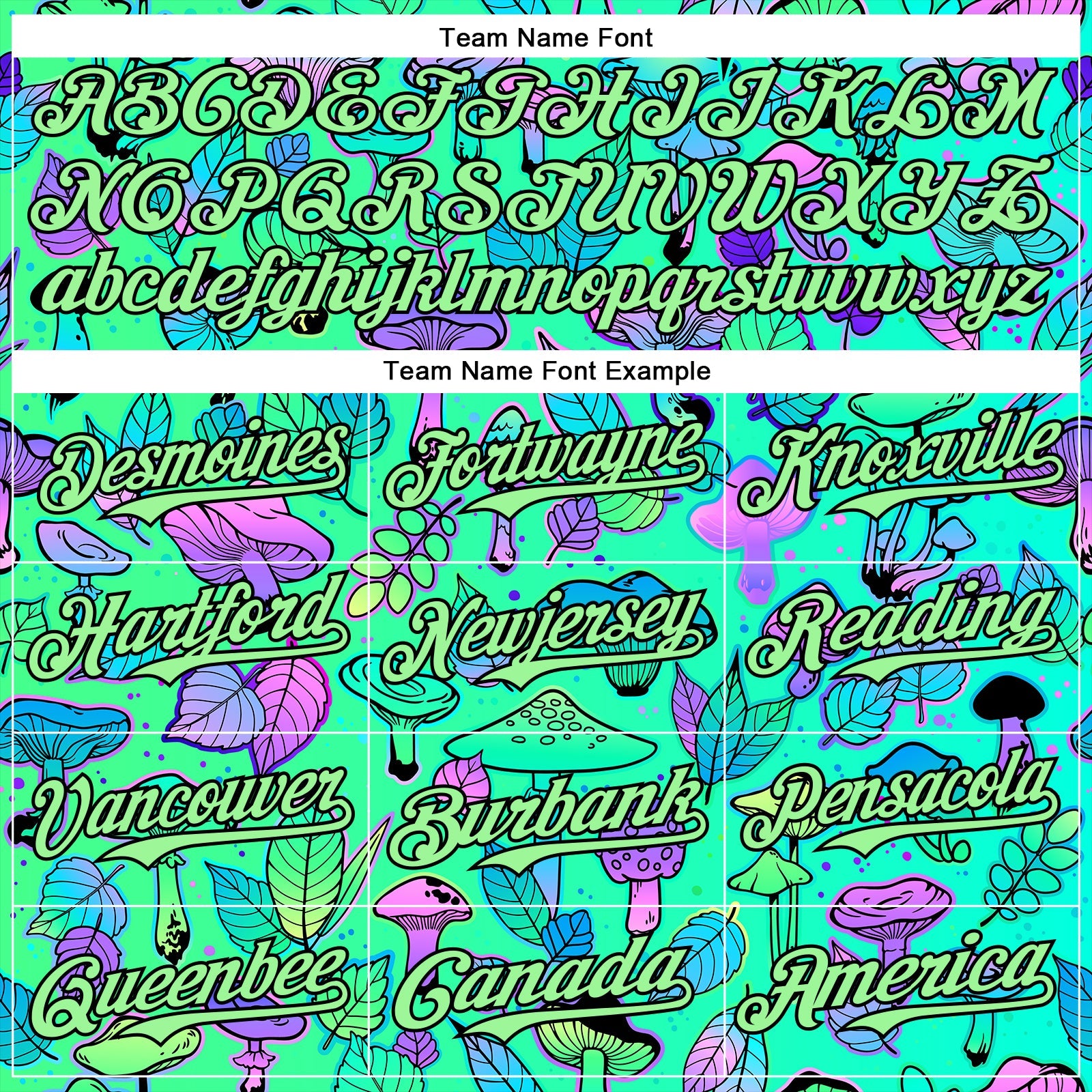 Custom Green Pea Green-Black 3D Pattern Design Trippy Magic Mushrooms Plant Authentic Baseball Jersey - Sky-Custom