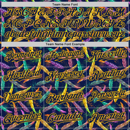 Custom Navy Gold 3D Pattern Design Mardi Gras Shrove Tuesday Authentic Baseball Jersey - Sky-Custom