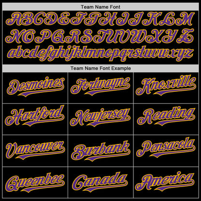 Custom Black Purple-Gold 3D Pattern Design Mardi Gras Shrove Tuesday Authentic Baseball Jersey - Sky-Custom