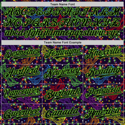 Custom Purple Black-Aurora Green 3D Pattern Design Mardi Gras Shrove Tuesday Authentic Baseball Jersey - Sky-Custom