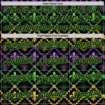 Custom Black Aurora Green 3D Pattern Design Mardi Gras Shrove Tuesday Authentic Baseball Jersey - Sky-Custom