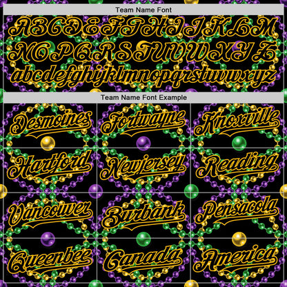 Custom Black Gold 3D Pattern Design Mardi Gras Shrove Tuesday Authentic Baseball Jersey - Sky-Custom