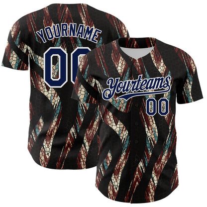 Custom Black Navy-White 3D Pattern Design Burner Costumes Animal Print Authentic Baseball Jersey - Sky-Custom