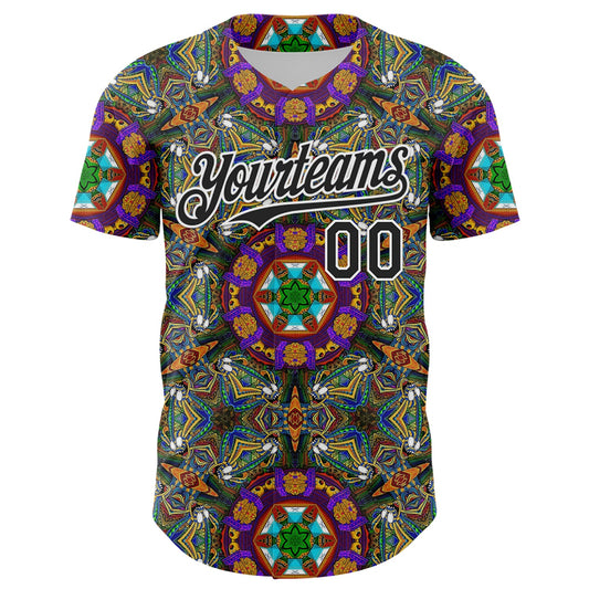 Custom Green Black-White 3D Pattern Design Burner Costumes Geometric Shape Authentic Baseball Jersey - Sky-Custom