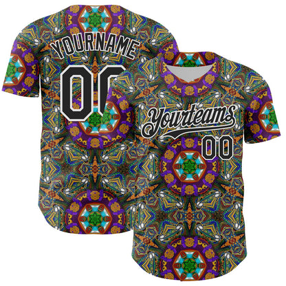 Custom Green Black-White 3D Pattern Design Burner Costumes Geometric Shape Authentic Baseball Jersey - Sky-Custom