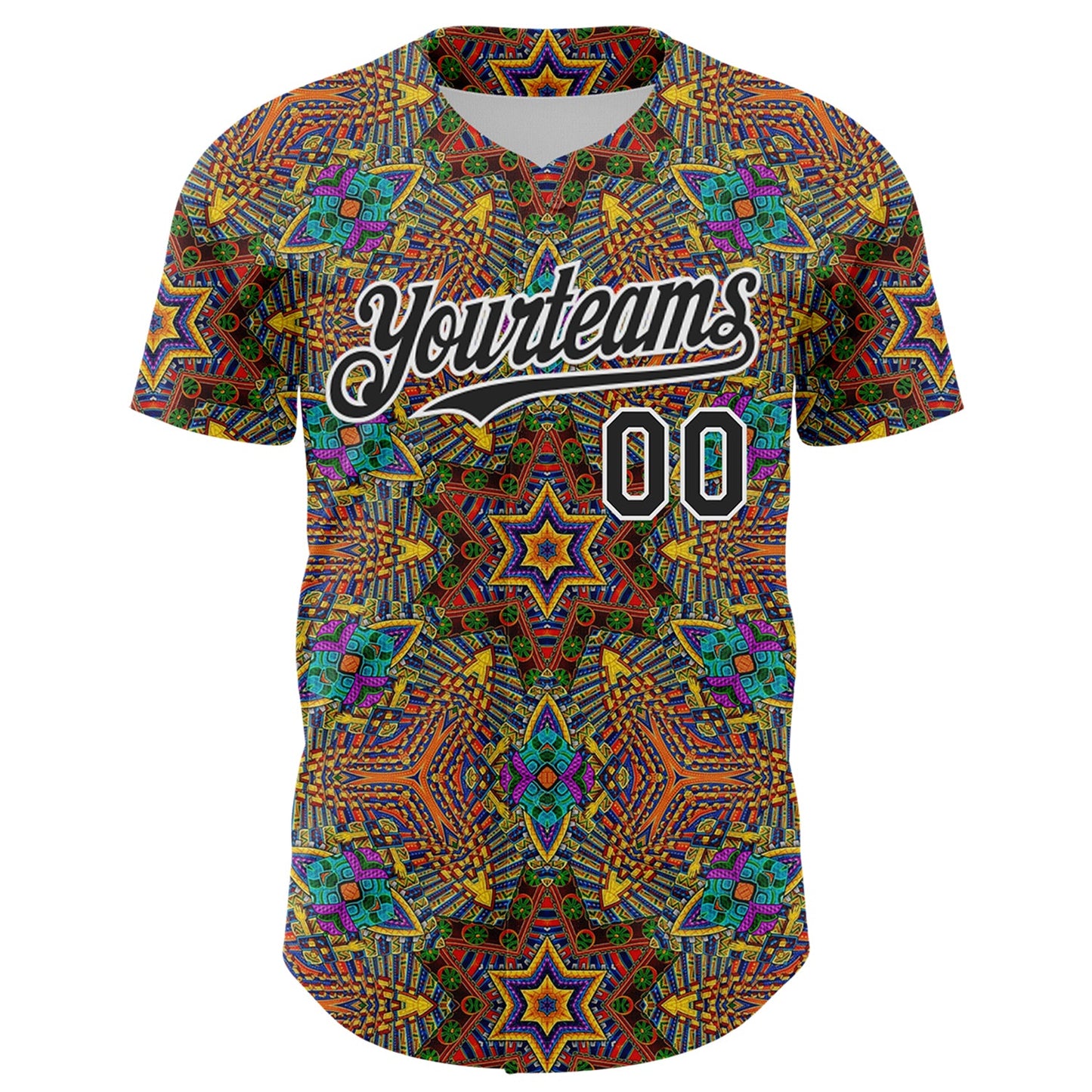 Custom Gold Black-White 3D Pattern Design Burner Costumes Trippy Authentic Baseball Jersey - Sky-Custom