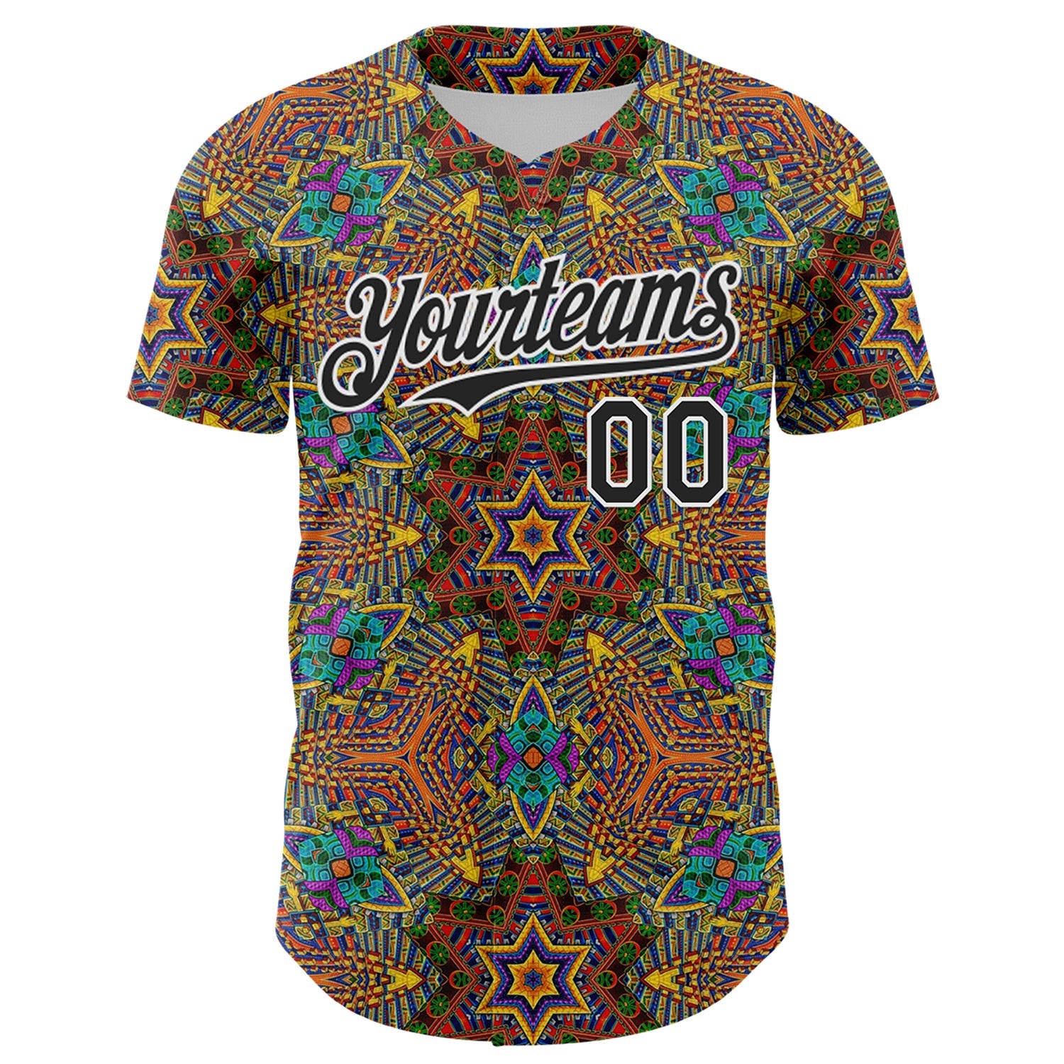 Custom Gold Black-White 3D Pattern Design Burner Costumes Trippy Authentic Baseball Jersey - Sky-Custom