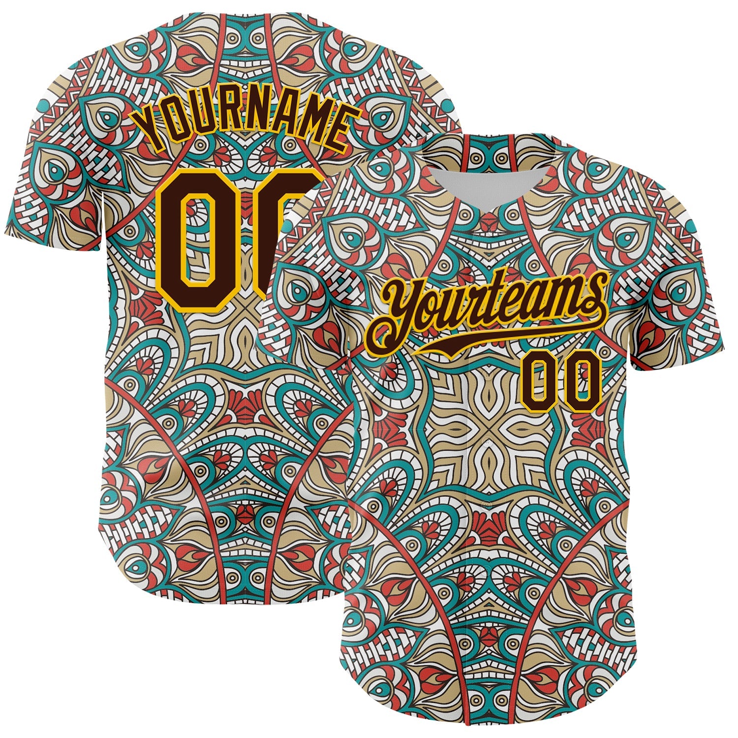 Custom Green Brown-Yellow 3D Pattern Design Burner Costumes Exotic Authentic Baseball Jersey - Sky-Custom