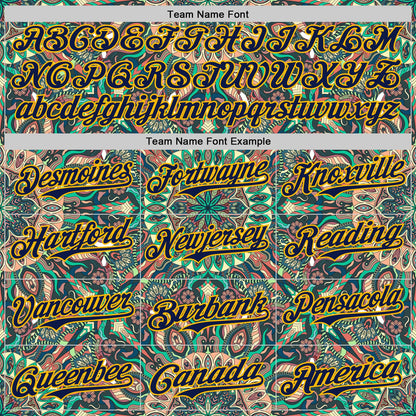 Custom Green Navy-Gold 3D Pattern Design Burner Costumes Psychedelic Authentic Baseball Jersey - Sky-Custom
