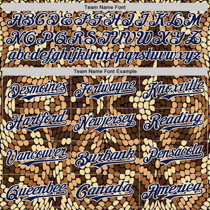 Custom Brown Navy-White 3D Pattern Design Burner Costumes Snake Print Authentic Baseball Jersey - Sky-Custom