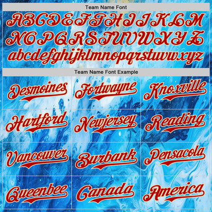 Custom Sky Blue Red-Cream 3D Pattern Design Burner Costumes Paisley Bandana Authentic Baseball Jersey - Sky-Custom