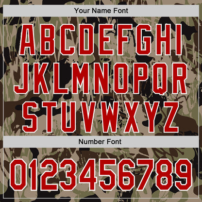 Custom Camo Red-White 3D Pattern Design Burner Costumes Grunge Camo Authentic Salute To Service Baseball Jersey - Sky-Custom