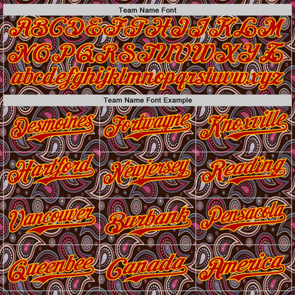 Custom Brown Red-Gold 3D Pattern Design Burner Costumes Paisley Bandana Authentic Baseball Jersey - Sky-Custom