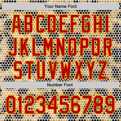 Custom Cream Red-Gold 3D Pattern Design Burner Costumes Leopard Mosaic Authentic Baseball Jersey - Sky-Custom