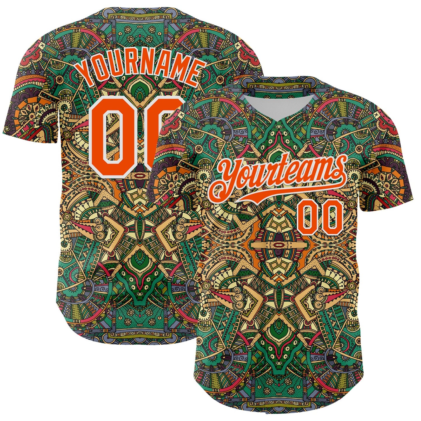 Custom Green Orange-White 3D Pattern Design Burner Costumes Exotic Authentic Baseball Jersey - Sky-Custom