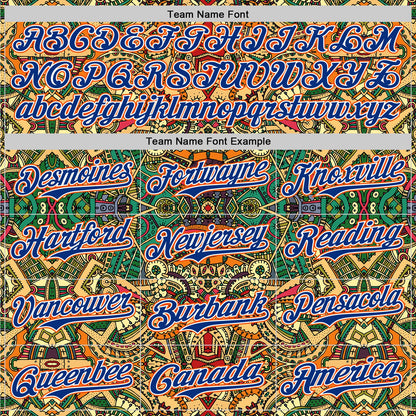 Custom Green Royal White-Orange 3D Pattern Design Burner Costumes Exotic Authentic Baseball Jersey - Sky-Custom