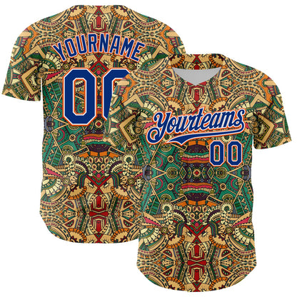Custom Green Royal White-Orange 3D Pattern Design Burner Costumes Exotic Authentic Baseball Jersey - Sky-Custom