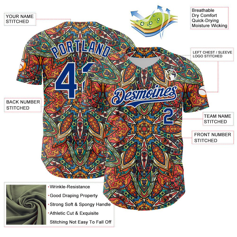 Custom Orange Royal-White 3D Pattern Design Burner Costumes Exotic Authentic Baseball Jersey - Sky-Custom