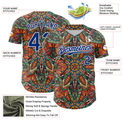 Custom Orange Royal-White 3D Pattern Design Burner Costumes Exotic Authentic Baseball Jersey - Sky-Custom
