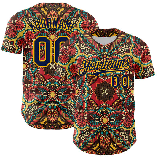 Custom Red Navy-Gold 3D Pattern Design Burner Costumes Exotic Authentic Baseball Jersey - Sky-Custom
