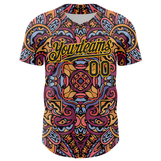 Custom Purple Black-Gold 3D Pattern Design Burner Costumes Exotic Authentic Baseball Jersey - Sky-Custom