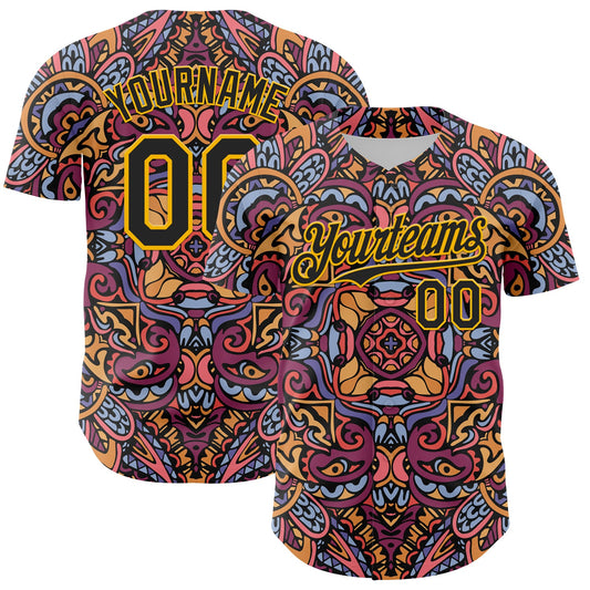 Custom Purple Black-Gold 3D Pattern Design Burner Costumes Exotic Authentic Baseball Jersey - Sky-Custom