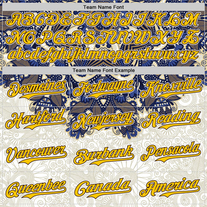 Custom White Yellow-Brown 3D Pattern Design Burner Costumes Paisley Authentic Baseball Jersey - Sky-Custom