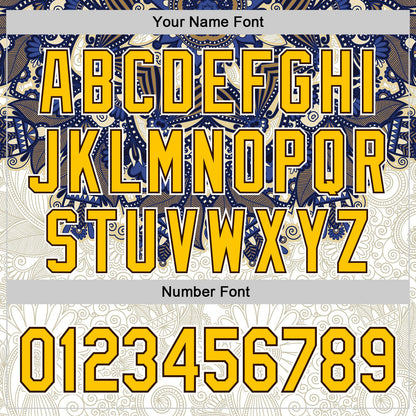 Custom White Yellow-Brown 3D Pattern Design Burner Costumes Paisley Authentic Baseball Jersey - Sky-Custom