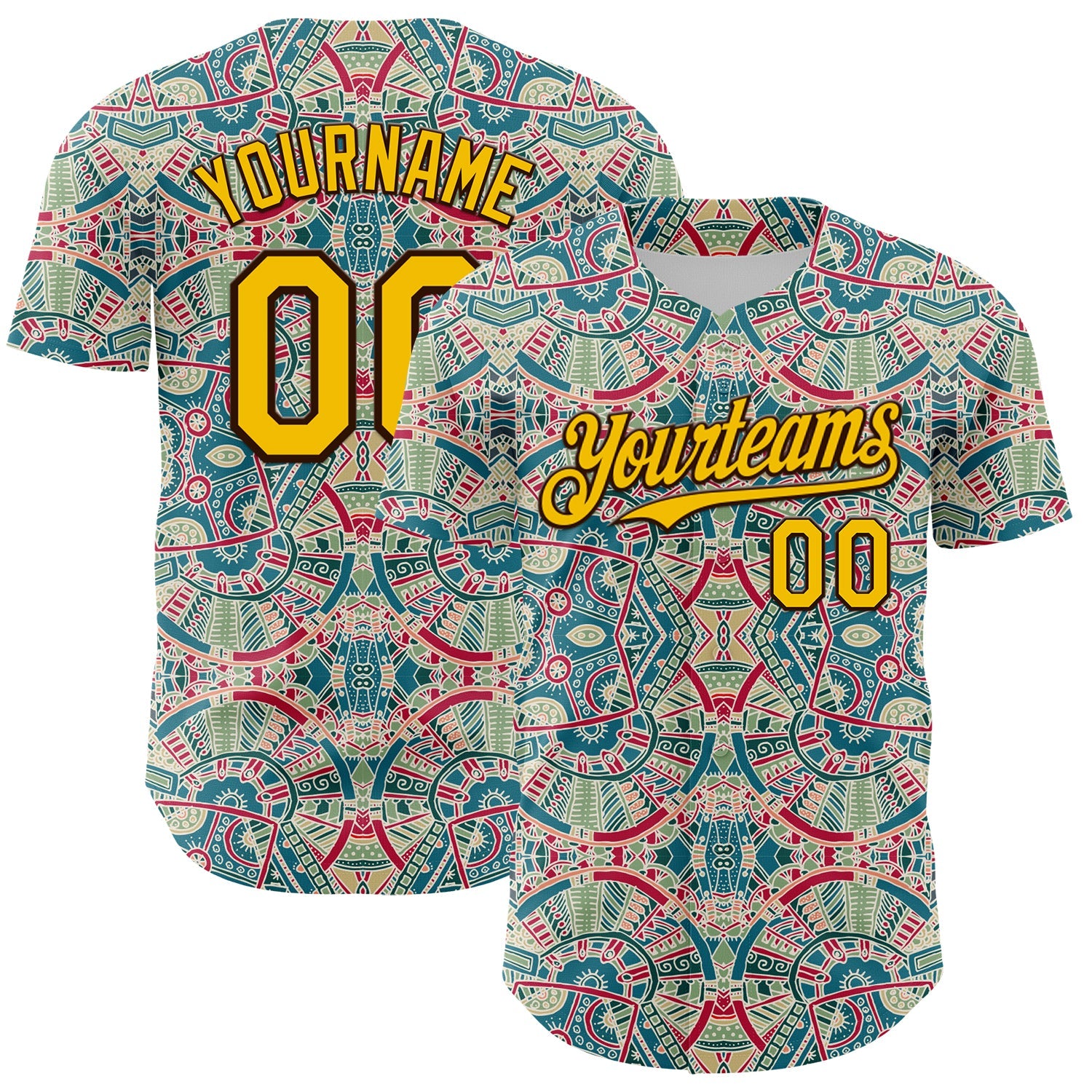 Custom Green Yellow-Brown 3D Pattern Design Burner Costumes Exotic Authentic Baseball Jersey - Sky-Custom