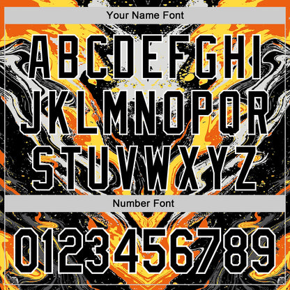 Custom Black Gray Orange Yellow-White 3D Pattern Design Rave Party Marble Lava Authentic Baseball Jersey - Sky-Custom