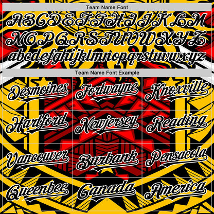 Custom Yellow Black Red-White 3D Pattern Design Rave Party Tribal Authentic Baseball Jersey - Sky-Custom