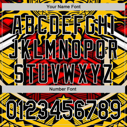 Custom Yellow Black Red-White 3D Pattern Design Rave Party Tribal Authentic Baseball Jersey - Sky-Custom