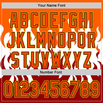 Custom White Orange Red Black-Yellow 3D Pattern Design Rave Party Flame Authentic Baseball Jersey - Sky-Custom