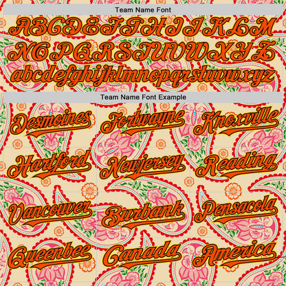 Custom Cream Orange Black-Yellow 3D Pattern Design Rave Party Paisley Bandana Authentic Baseball Jersey - Sky-Custom