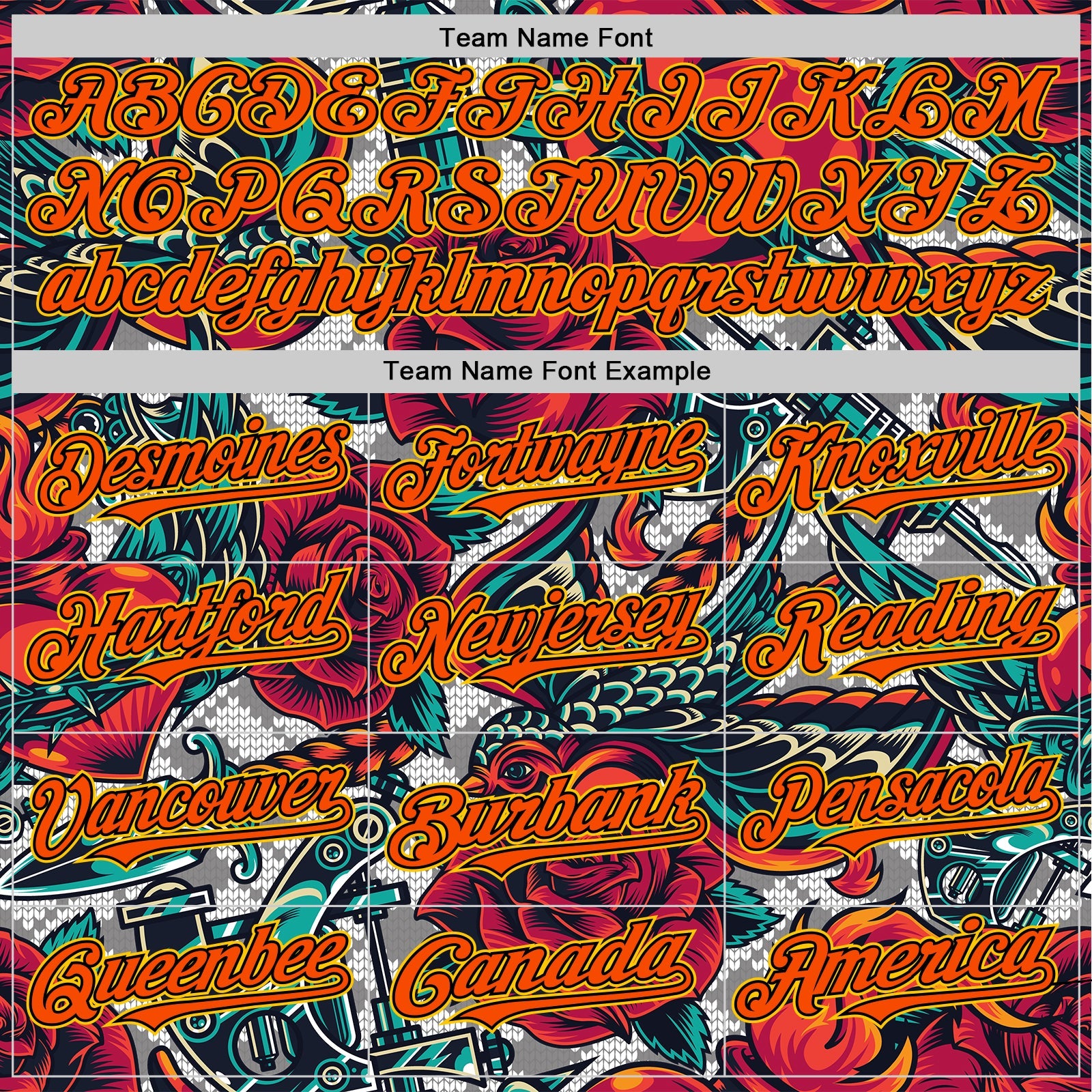 Custom White Orange Black-Yellow 3D Pattern Design Rave Party Roses Vintage Tattoos Authentic Baseball Jersey - Sky-Custom