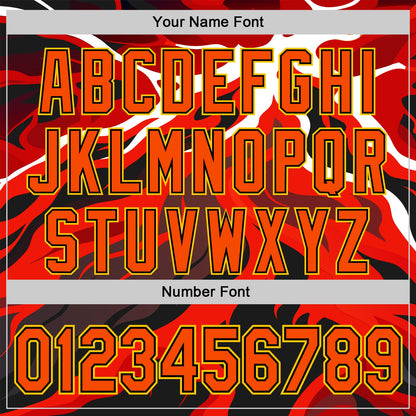 Custom White Orange Black-Yellow 3D Pattern Design Rave Party Flame Lava Authentic Baseball Jersey - Sky-Custom