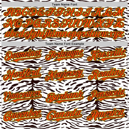 Custom White Orange Black-Yellow 3D Pattern Design Rave Party Animal Zebra Print Authentic Baseball Jersey - Sky-Custom