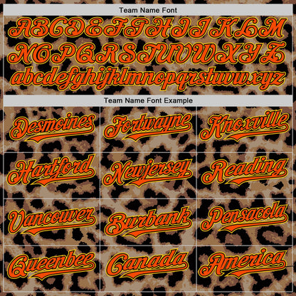 Custom Brown Orange Black-Yellow 3D Pattern Design Rave Party Animal Leopard Print Authentic Baseball Jersey - Sky-Custom