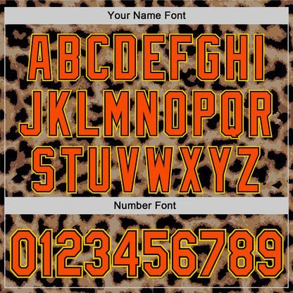 Custom Brown Orange Black-Yellow 3D Pattern Design Rave Party Animal Leopard Print Authentic Baseball Jersey - Sky-Custom