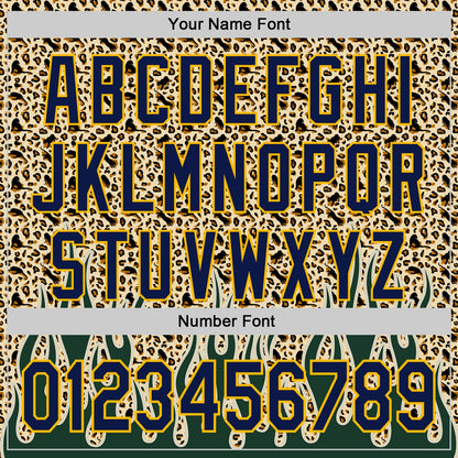 Custom Cream Navy-Gold 3D Pattern Design Rave Party Animal Leopard Print Authentic Baseball Jersey - Sky-Custom