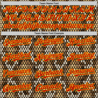 Custom Black Red-Gold 3D Pattern Design Rave Party Animal Snake Python Print Authentic Baseball Jersey - Sky-Custom