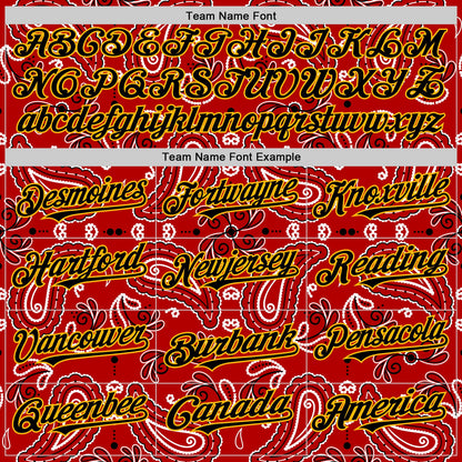 Custom Red Black-Gold 3D Pattern Design Rave Party Paisley Bandana Authentic Baseball Jersey - Sky-Custom
