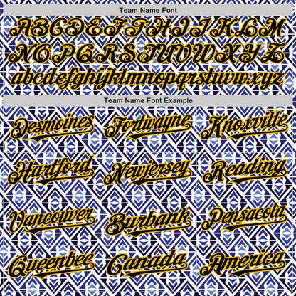 Custom White Black Royal-Gold 3D Pattern Design Rave Party Monogram Geometric Shape Authentic Baseball Jersey - Sky-Custom